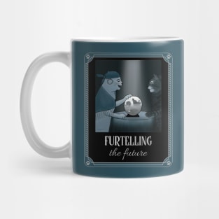 Crystal Ball Reveals a Cat's Future - funny cartoon drawing Mug